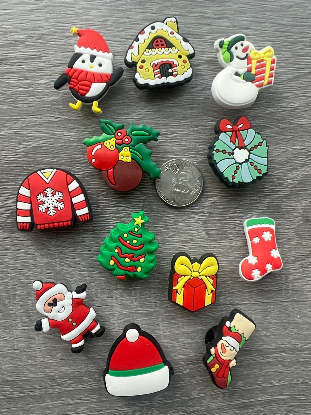 Holiday Kids Hair Charms Set - Red, Green, White Christmas Icons
